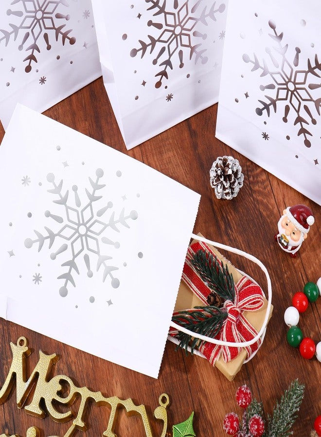 Whaline 24Pcs Winter Christmas Gift Paper Bag with 30 Sheets Silver Tissue Paper White Silver Foil Snowflake Treat Bags with Handles Candy Goodie Bags for Xmas Winter Holiday Party Favors Supplies - Image 5